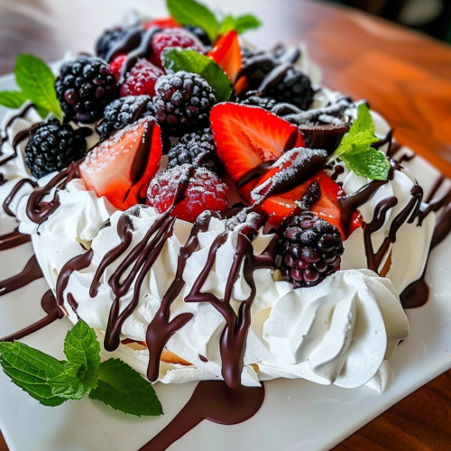 Chocolate-Drizzled Berry Pavlova Recipe