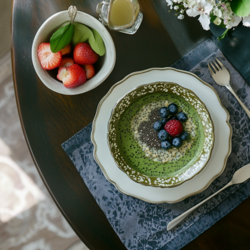 Matcha Oatmeal with Chia Seeds Recipe